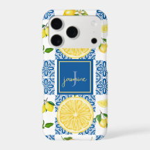 Lemon Monogram Name French Country Tile Pattern
