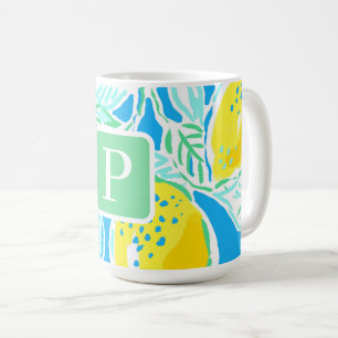 Lemon Monogram Preppy Coffee Mug