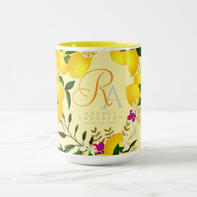 Lemon Monogram Yellow Mug (Center)