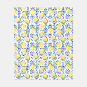 Lemon Motif  Love White Fleece Blanket