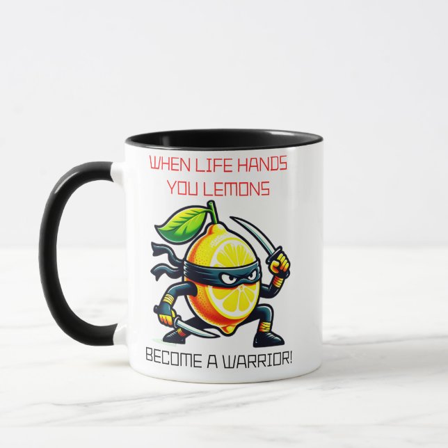 Lemon Ninja Warrior with Swords Mug (Left)