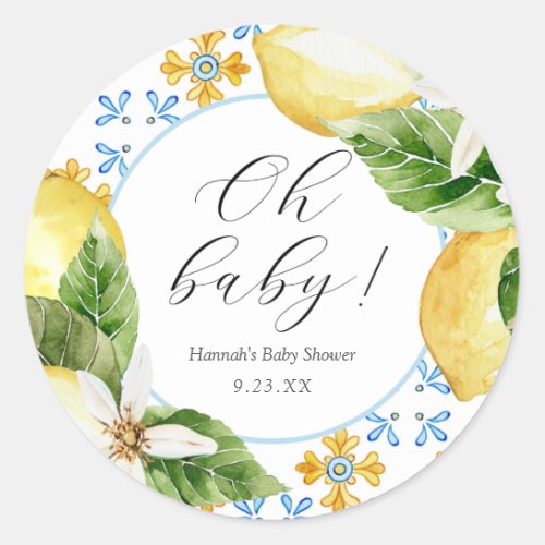 Lemon Oh Baby Classic Round Sticker