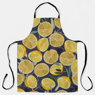 Lemon, olive branch, seamless vintage. apron