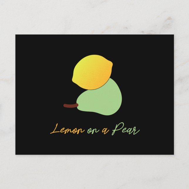 Lemon on a pear. Funny Punny puns. Fruit lovers Postcard (Front)
