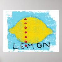 Lemon On Blue Poster Wall Art