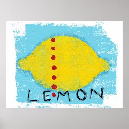 Lemon On Blue Poster Wall Art	