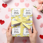 Lemon on Blue Tiles Bridal Shower Wrapping Paper<br><div class="desc">Add a touch of elegance and personal charm to your bridal shower gifts with our Personalized Bridal Shower Mediterranean-themed Wrapping Paper. This exquisite wrapping paper is designed to celebrate the joyous occasion of a bridal shower, featuring delicate blue tiles and lemon patterns in lovely shades that exude romance and sophistication....</div>