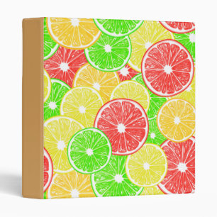 Lemon, orange, grapefruit and lime slices pattern 3 ring binder