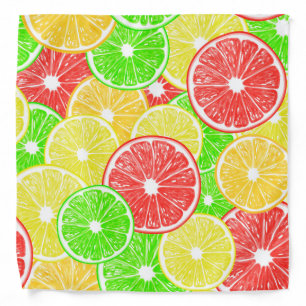 Lemon, orange, grapefruit and lime slices pattern bandana