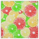 Lemon, orange, grapefruit and lime slices pattern fabric