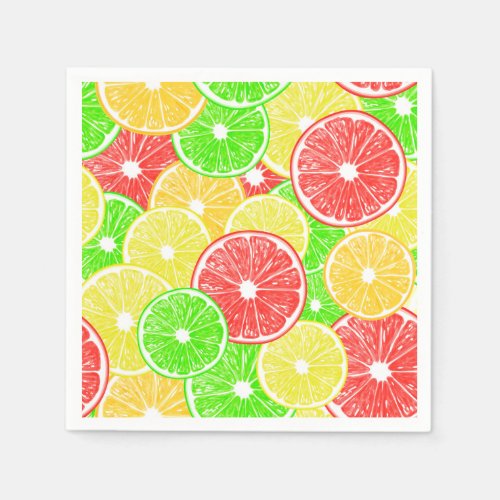 Lemon orange grapefruit and lime slices pattern paper napkins