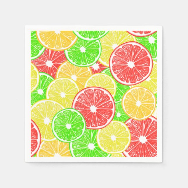 Lemon, orange, grapefruit and lime slices pattern paper napkins (Front)
