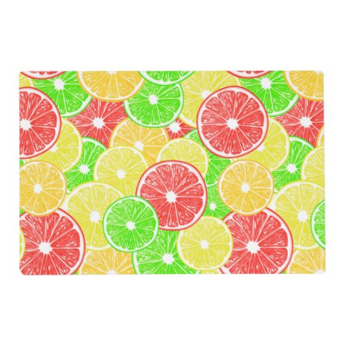 Lemon orange grapefruit and lime slices pattern placemat