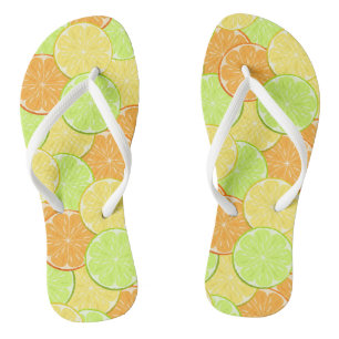 lemon orange lime fruit citrus orange green yellow flip flops