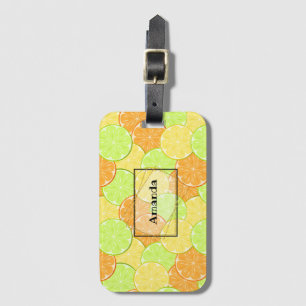Lemon orange lime fruit pieces personalized fruit luggage tag