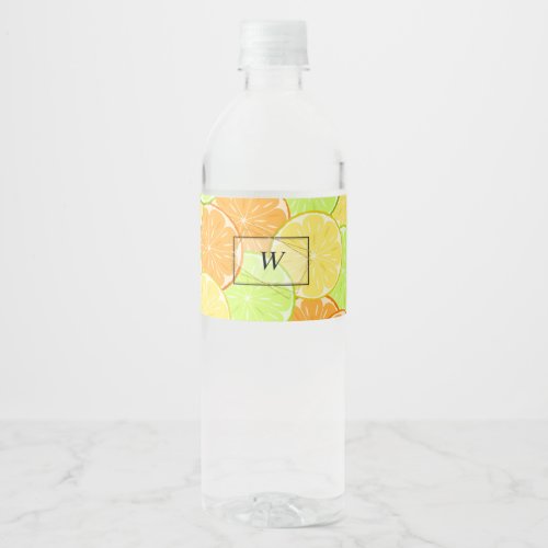 Lemon orange lime fruit pieces personalized fruit water bottle label