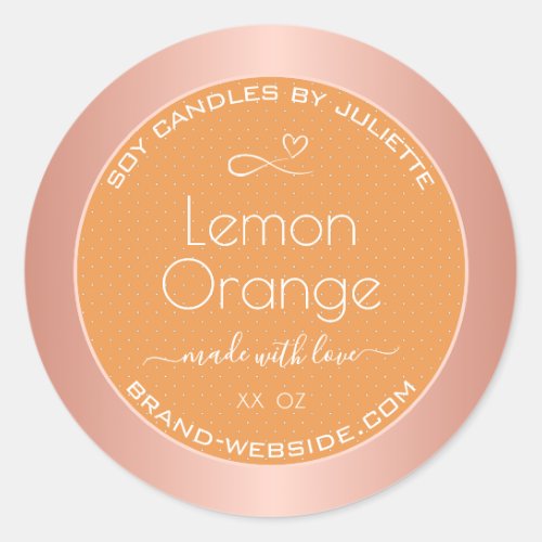 Lemon Orange Scented Rose Gold Frame Packaging Classic Round Sticker