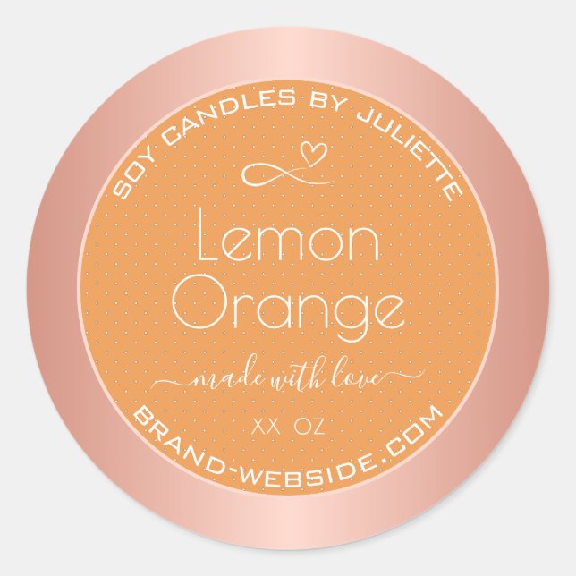 Lemon Orange Scented Rose Gold Frame Packaging Classic Round Sticker (Front)