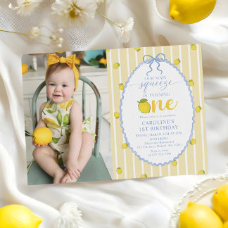 Lemon Our Main Squeeze 1st Birthday Invitation