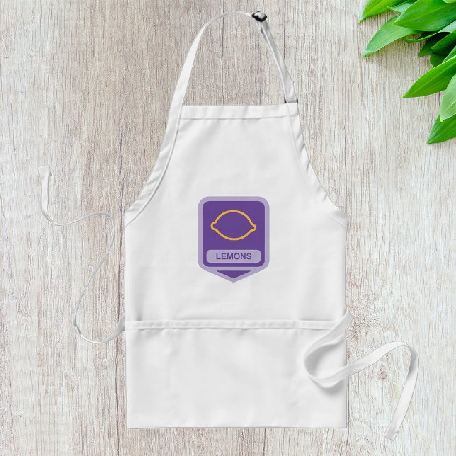 Lemon Outline Purple and Yellow Fruit Adult Apron (Creator Uploaded)