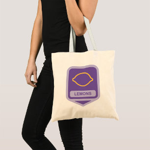 Lemon Outline Purple and Yellow Fruit Tote Bag