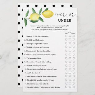 Lemon - Over or under bridal shower game