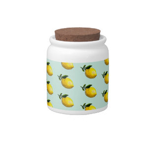 Lemon Painting Pastel Pattern Candy Jar