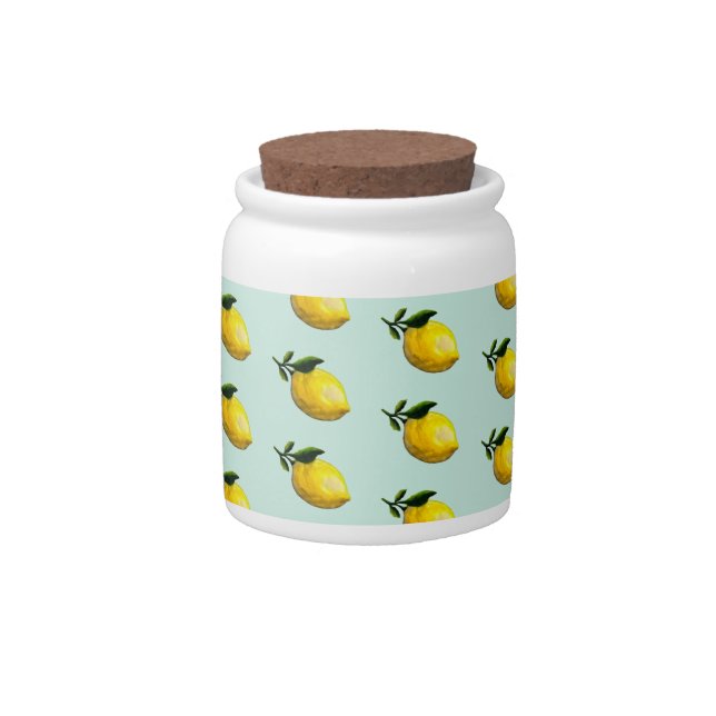 Lemon Painting Pastel Pattern Candy Jar (Front)