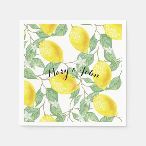 Lemon paper napkins With custom personalize name