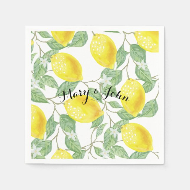 Lemon paper napkins With custom personalize name (Front)