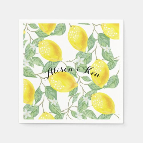 Lemon paper napkins With custom personalize name