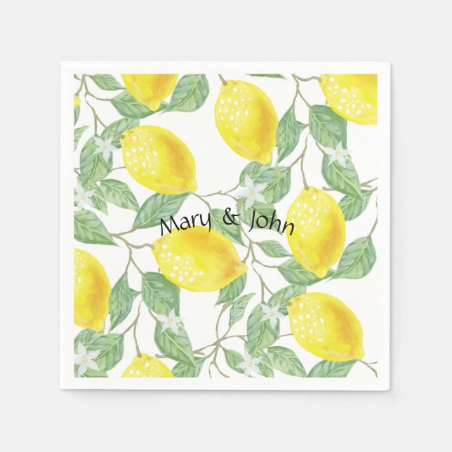 Lemon paper napkins With custom personalize name (Front)