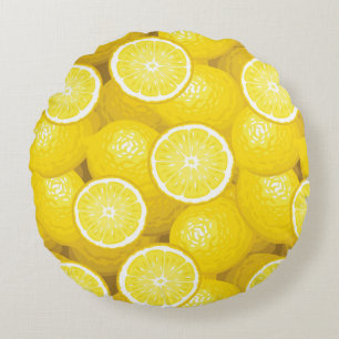 Lemon Pattern 2 Round Pillow