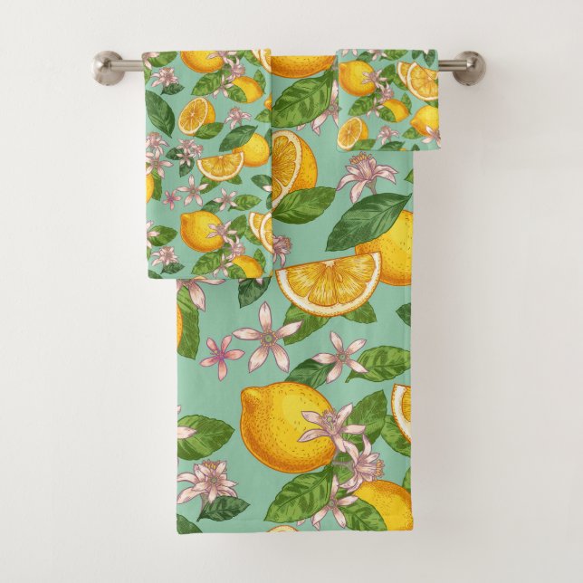 Lemon Pattern Bath Towel Set (Insitu)