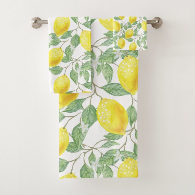 Lemon Pattern Bath Towel Set (Insitu)