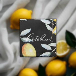 Lemon Pattern Black Cloth Napkin