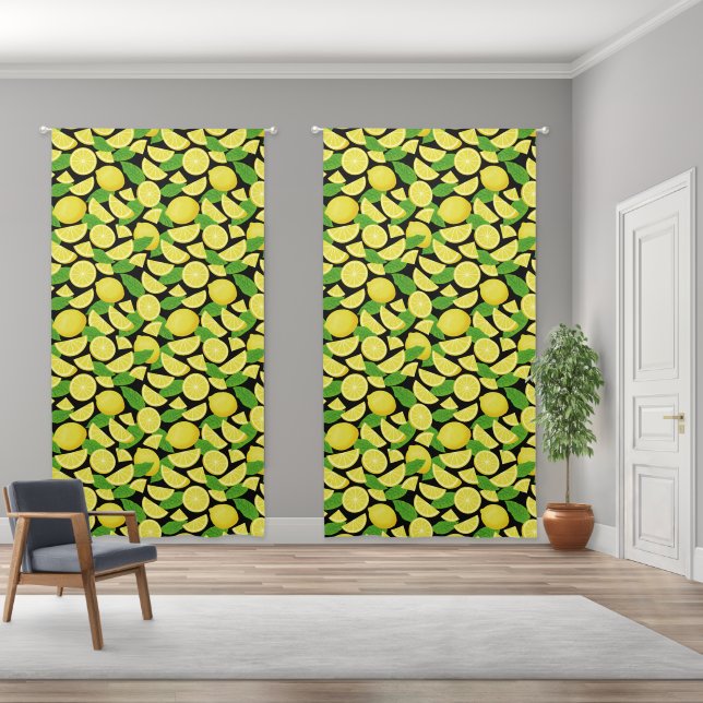 Lemon Pattern Blackout Curtains (Wide)
