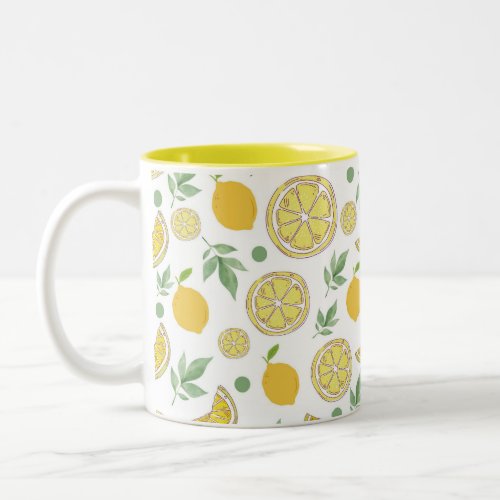 Lemon Pattern Citrus  Two_Tone Coffee Mug