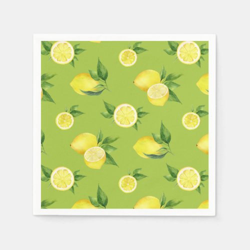 Lemon Pattern Cute Citrus Theme Baby Shower Napkins