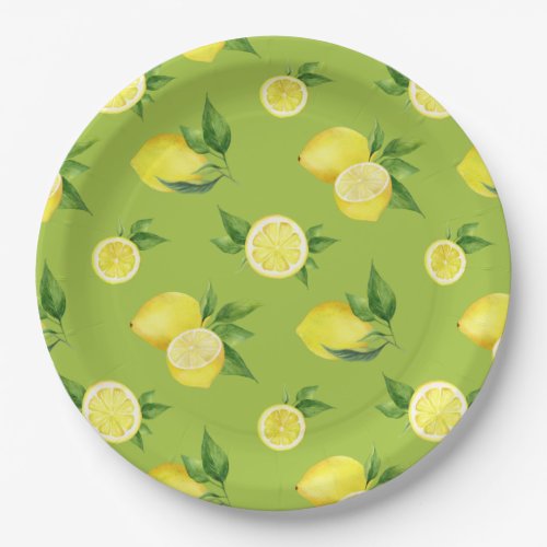 Lemon Pattern Cute Citrus Theme Baby Shower Paper Plates