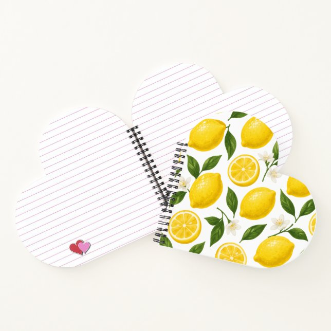 Lemon Pattern Design | Fresh Citrus Summer Print  Notebook (Inside)