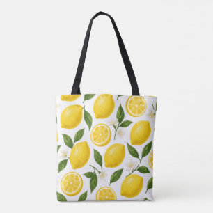 Lemon Pattern Design Fresh Citrus Summer Print Tote Bag