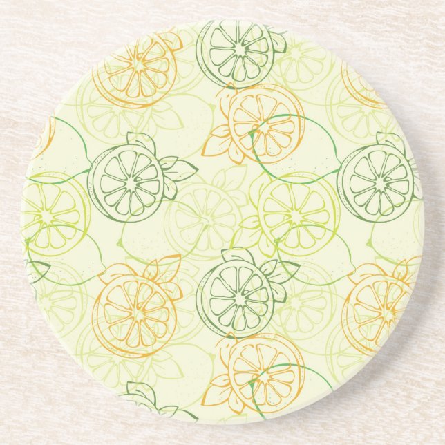 Lemon Pattern Drink Coaster (Front)