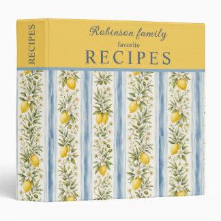 Lemon Pattern Family Favorite Recipes 3 Ring Binder