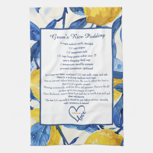 Lemon Pattern Family Recipe Keepsake Custom  Kitchen Towel