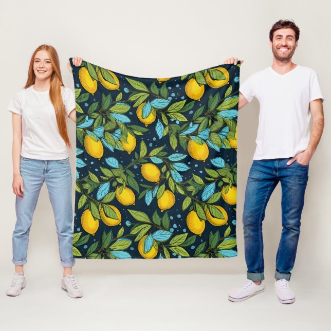 Lemon Pattern Fleece Blanket (In Situ)