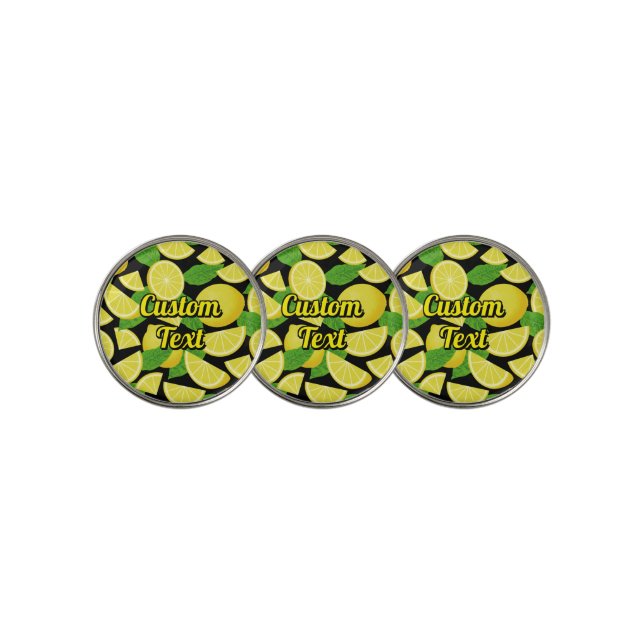 Lemon Pattern Golf Ball Marker (3 Up)