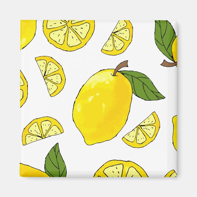 Lemon Pattern Kitchen Artwork Lemon Pattern Fruit Magnet (Front)