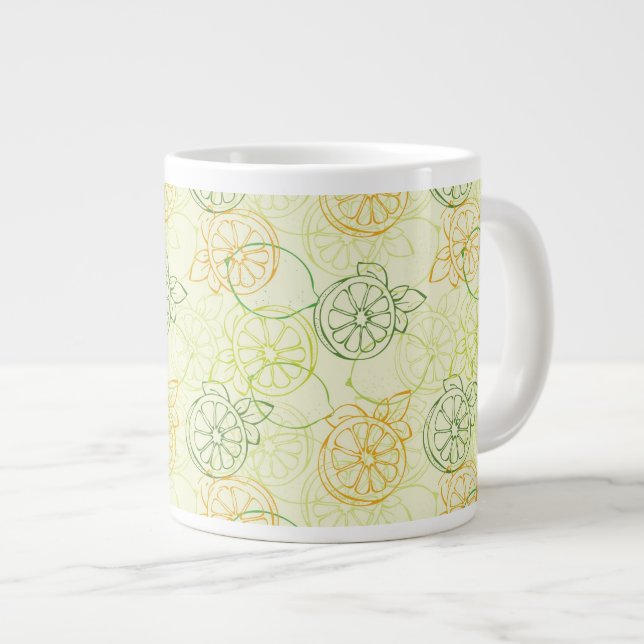 Lemon Pattern Large Coffee Mug (Front Right)