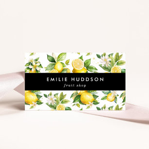 Lemon Pattern, Lemon Flowers, Citrus, Fruit Shop Business Card